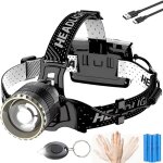 9000mah lampe frontale led rechargeable - lampe frontale led ultra puissante 100000 lumens 3 modes con ...