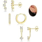 925 argent sterling boucles doreilles ensemble pour piercing multiple plaqu� or 14k stud huggie petites ...