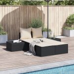 95755& bains de soleil double avec coussins noir r�sine tress�e - l104 x p162 x h30 cm - tissu 100 % ...