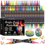 96 couleurs 48 feutres acrylique - dual tips marqueur acrylique  pointe pinceau acrylic paint marker ...