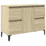 988083& meuble dvier - haut de gamme - meuble sous lavabo chne sonoma 80x33x60 cm - bois - panneaux ...