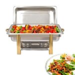 9l r�cipient chauffant pour buffet dor� en acier inoxydable - chauffe de buffet avec couvercle plateau ...