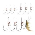 9pcs hame�ons pour crevettes vivantes 3 tailles 2 / 3 / 4 en acier inoxydable avec ardillon �lastique ...