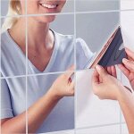 Miroir autocollant - dcoration murale - argent - 9pcs - 15cm x 15cm - design contemporain