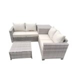 Abacos - salon de jardin dangle 4 places en rsine tresse avec table et coffre de rangement gris et ...