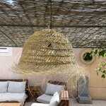Abat jour pour lampe ajour�e xl en paille du maroc tress�e