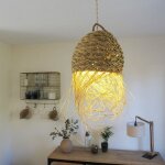 Abat - jour pour luminaire boh�me marocain rond en paille