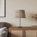 Abat - jour en osier - vidaxl - �40x26 cm - brun - support en fer - convient aux ampoules e27 - multifonctionn ...