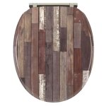 Abattant wc bois moul� frein de chute d�clipsable 1 bouton aspect bois