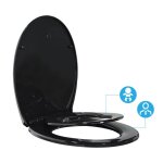 Abattant wc familial noir en poly�thyl�ne pour adultes et enfants avec si�ge enfant magn�tique - frein ...