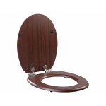 Abattant de wc forme o avec frein de chute - aspect bois sombre