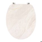 Abattant wc mdf 18 pouces fa�on marbre beige 4 faces imprim�es attaches acier inoxydable - tendance