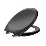 Abattant wc noir en polythylne avec frein de chute et charnire rglable - fermeture en douceur - dmontage ...