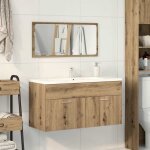 Abbo - sale * meuble wc d�coratif jills - armoire de salle de bain avec miroir - ch�ne artisanal sol473703 ...