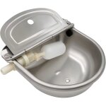 Abreuvoir � eau en acier inoxydable avec bouchon de vidange et valve � flotteur r�glable pour cheval ...