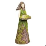 Abreuvoir  oiseaux extrieur - statue de fe en sherwood avec mangeoire  oiseaux - ornement en rsine ...