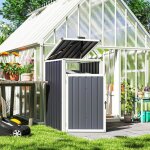 Abri pour 1 poubelle 240l cache poubelle ext�rieur couvercle relevable 180� acier galvanis� 73 x 81 x ...