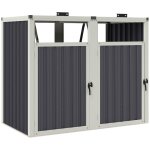 Abri pour 2 poubelles - outsunny - 240l - couvercles relevables  180 - acier galvanis - 146 x 81 x ...