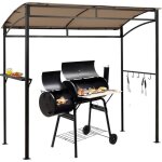 Abri barbecue extrieur - tonnelle - beige - rsistant  leau - avec tagres latrales - 213x137x213cm ...