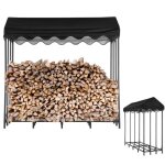 Abris bois de chauffage en acier 185x70x185 cm abri bois 24 stres abri de stockage de bois abri - bches ...
