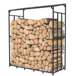 Abri bche extrieur bois jardin - rangement bois de chauffage 156. 5x60x176. 5cm tagre en mtal pour ...