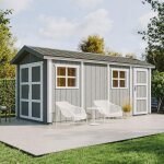 Abri de jardin qualit premium 8. 52 + 2. 95 m - timbela m915c - construction de panneaux lp smartside ...