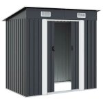 Abri de jardin en acier - wiens - anthracite - 190x124x181 cm - acier galvanis� - portes coulissantes ...