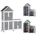 Abri de jardin + armoire de rangement - outsunny - en bois - toit incliné en asphalte étagères et portes ... Abri de jardin + armoire de rangement - outsunny - en bois - toit incliné en asphalte étagères et portes ...