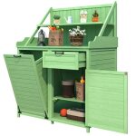 Abri de jardin en bois - 100 x 45 x 154 cm - armoire avec tagres de rangement outils exterieur meubles ...