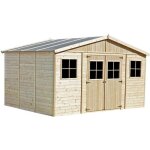 Abri de jardin en bois 11. 91 m timbela - 418 x 320 cm - ep. 17 mm - construction de panneaux - m331 ...