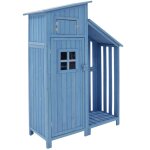 Abri de jardin - bois - 124x46x174cm - 2 étagères - 8 pieds en bois massif - bleu Abri de jardin - bois - 124x46x174cm - 2 étagères - 8 pieds en bois massif - bleu
