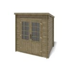 Abri de jardin en bois - 5m2 - 250x2m - trait - ep. 28mm - couleur: vert - dom725