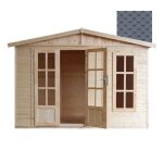 Abri de jardin en bois 6 m2 - l332xp222xh232cm - maison dt avec des bardeaux bitumineux rouges - m334fb ...