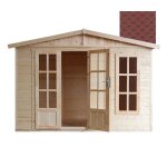 Abri de jardin en bois 6 m2 - l332xp222xh232cm - maison dt avec des bardeaux bitumineux rouges - timbela ...