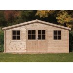 Abri de jardin - int048 - bois massif - 28mm - double porte vitre - 192m