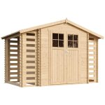 Abri de jardin en bois et range b�ches ext�rieur - i206xl328xh218 cm / 353 + 097 + 097 m2 - timbela m391f ...