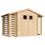 Abri de jardin en bois et range bches extrieur avec sol trait - extrieur i206xl328xh218 cm / 353 ...