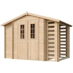 Abri de jardin en bois et range bches extrieur avec sol trait - extrieur i206xl328xh218 cm / 547 ...