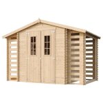 Abri de jardin en bois et range bches extrieur avec sol trait - extrieur i206xl328xh218 cm / 547 ...
