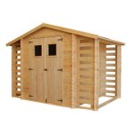 Abri de jardin en bois et range bches extrieur - stockage extrieur i206xl328xh218 cm / 353 + 097 + ...