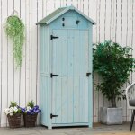 Abri jardin - chalet abri jardin 77x54x179cm bois bleu - vert tagres fentres toit asphalte rangement ...