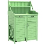 Abri jardin - chalet armoire de jardin en bois vert avec tagres - mobilier extrieur pour balcon patio ...