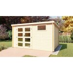 Abri de jardin embot en bois brut  toit plat - pau - dimensions extrieures 390298 cmpaisseur de ...