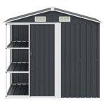 Abri de jardin avec �tag�re - wiens - anthracite - 205x130x183 cm - fer galvanis� - 4 trous de ventilation ...