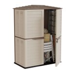Abri de jardin ext�rieur 2 portes beige 151 x 83 x h200cm cabanon de jardin avec plancher int�gr� intec ...
