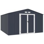 Abri de jardin en mtal 1085 m2 - 340 x 319 x 210 - lunex - kit dancrage inclus 2 portes battantes - ...