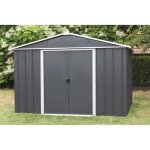 Abri de jardin mtal gris 1103 m2 yardmaster + kit dancrage