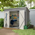 Abri de jardin en m�tal acier galvanis� r�sistant aux intemp�ries rangement outils ext�rieur gris 242x126x182c ...