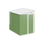 Abri de jardin m�tal adoss� en acier galvanis� vert sauge 315 m� - daxton