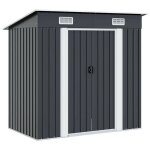 Abri de jardin en m�tal - vidaxl - anthracite - acier galvanis� - 190x124x181 cm - portes coulissantes ...